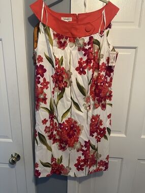 dressbarn White Floral Sundress with Coral and Pink Blooms NWT 20W